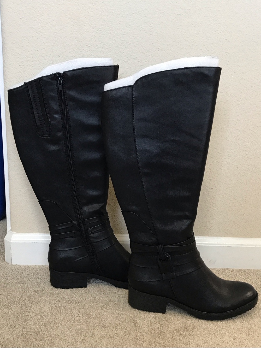 BareTraps Black Tall Riding Boots with Ankle Strap